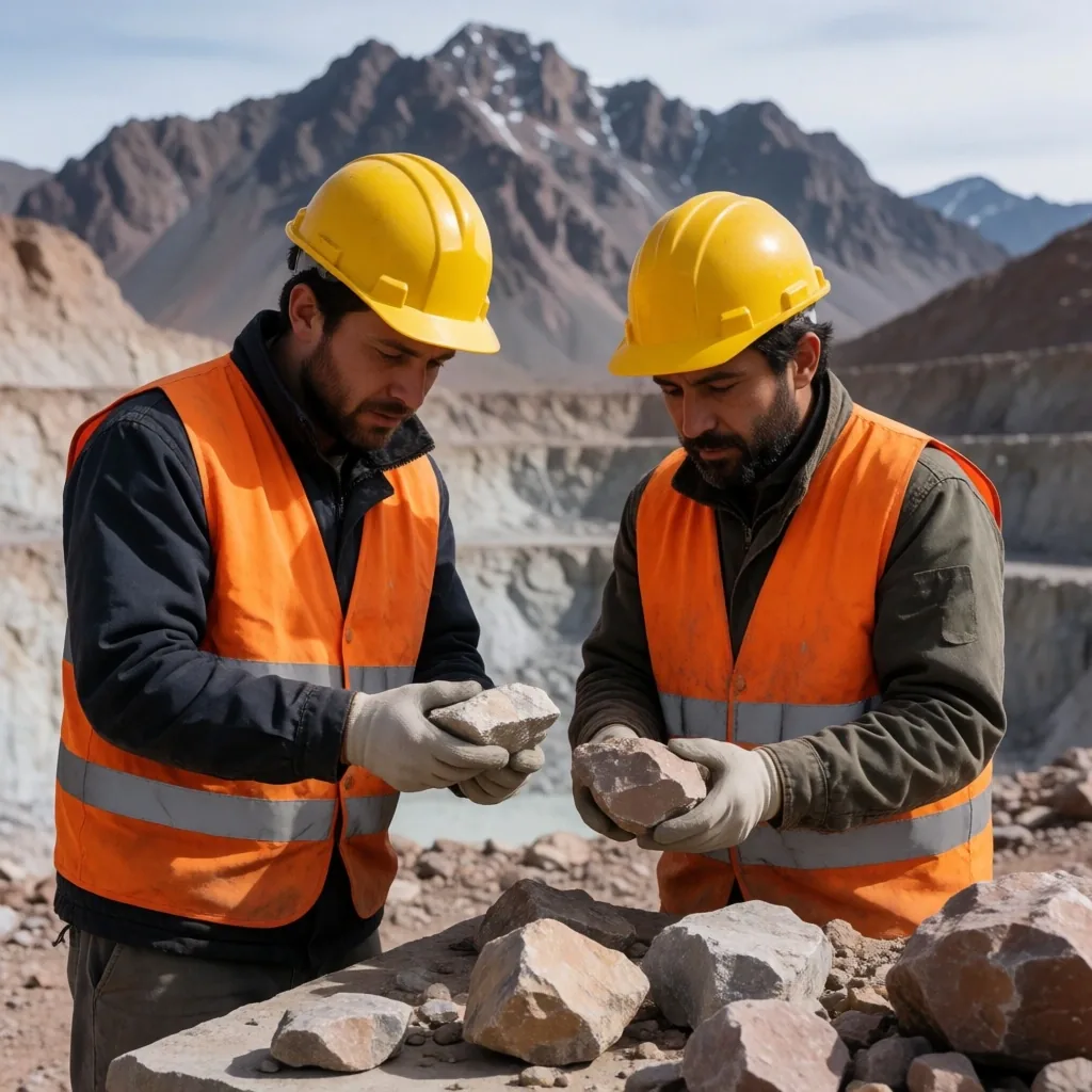 Geólogos trabajando en un sitio de exploración minera en el norte argentino