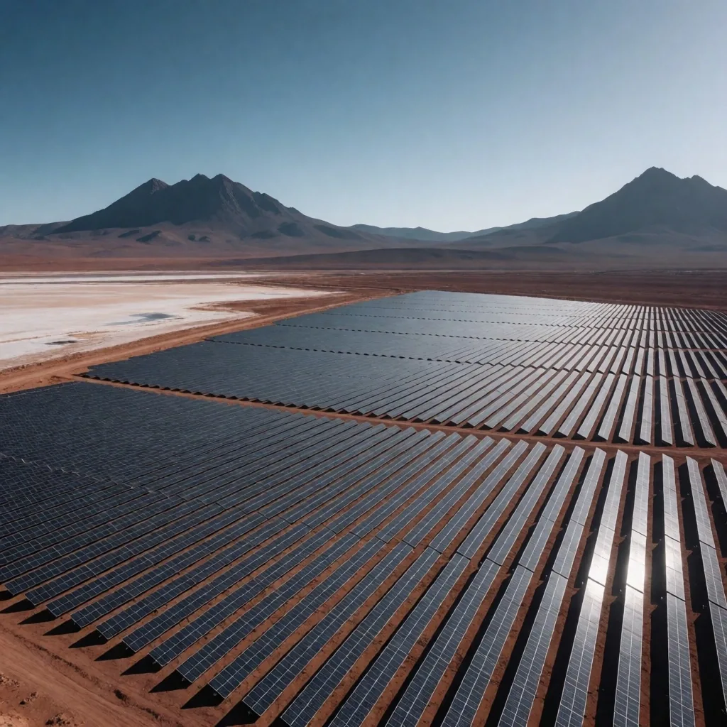 Planta solar de energía renovable en operación minera remota de la Puna