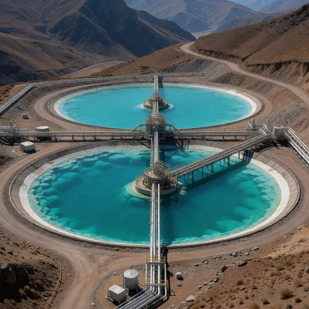 Reservorios de agua e infraestructura de tratamiento en mina árida